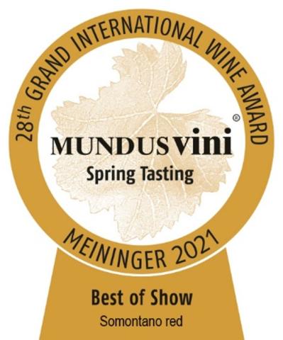 Medalla de Oro y “Best of Show Somontano Red” en Mundus Vini 2021.